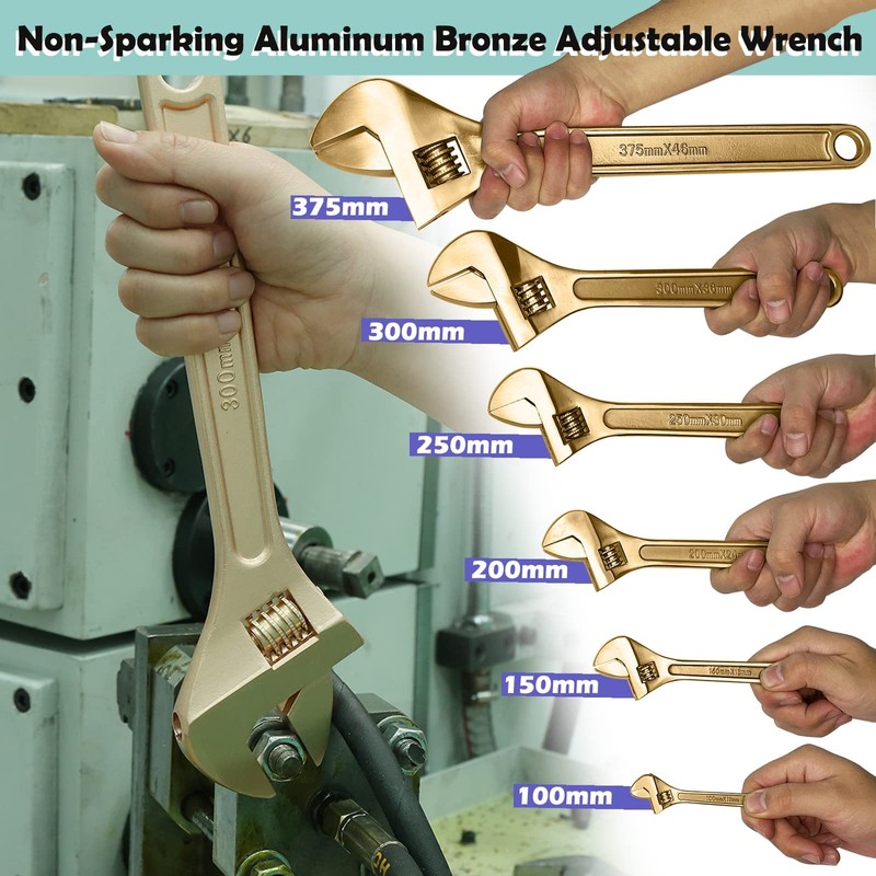 WEDO Non-Sparking Adjustable Wrench 8", Spark-free Safety Spanner, Safty Tool,Beryllium