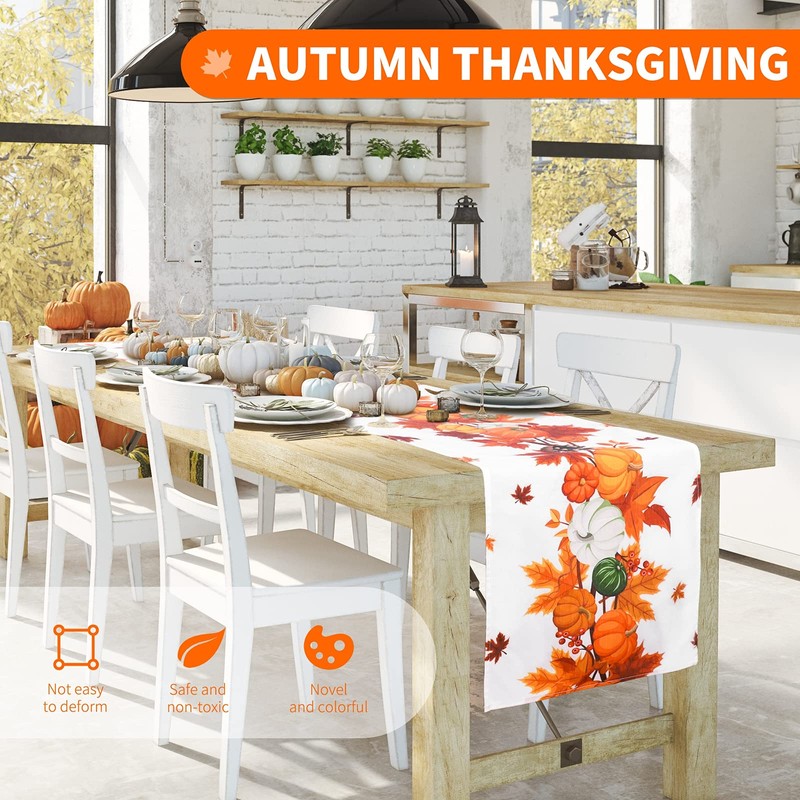 Ruisita Thanksgiving Table Runner 73 x 12 Inches Fall Maple