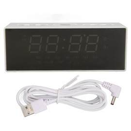 Digital Mirror Alarm Clock Multifunctional LED Mirror Electronic Clocks for Office Table Bedroom White Shell White Light