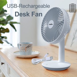 TRILINK 6-Inch Rechargeable Small Desk Fan, Portable Battery-Operated Table Electric Fan with 4 Speed Levels, Personal Mini Fan for Home Bed Study Room Bedroom Office Camping Cooling - Quite & Silent | TRILINK