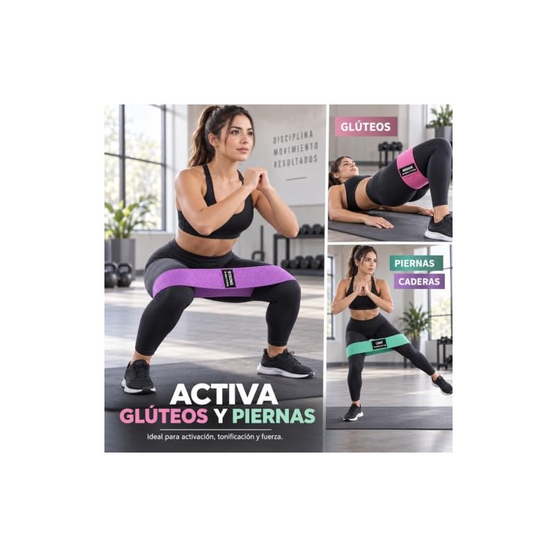 Bandas de Resistencia para Ejercicio, Set de 3 de Tela