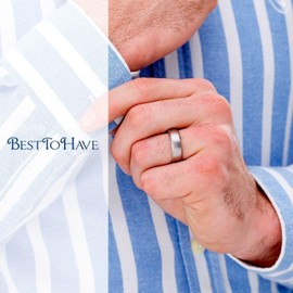 BESTTOHAVE Mens Titanium Ring - 7mm Wide - Small Engraved Inside With I Love You Classic Unisex Wedding Engagement Comfort Fit Jewellery Band Ring - Size O