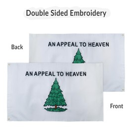 Embroidered An Appeal to Heaven Flag 4x6 Feet Outdoor, Double Sided Pine Tree Liberty, American Liberty Tree With 2 Brass Grommets