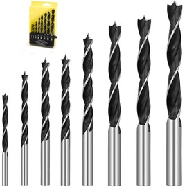 KEWAYO Brad Point Wood Drill Bit - 8 Pcs 3-10mm Spur Point Spiral Twist Wood Metric Drill Bits with Durable Case Wood Working Tool for Soft, Hard, Veneered and Laminated Wood MDF Acrylic