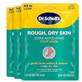 Dr. Scholls Ultra Exfoliating Foot Peel Mask 3 Pack, Gently Peels and Softens Rough, Dry Skin, with Urea, 3.0 Count 1 Pair                            