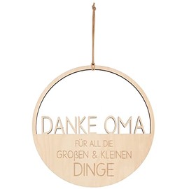 Spruchreif Decorative loop, wooden decorative hanger, wall decoration, door wreath, hoop, gift idea for grandma, gift for Mother's Day, thank you, grandma