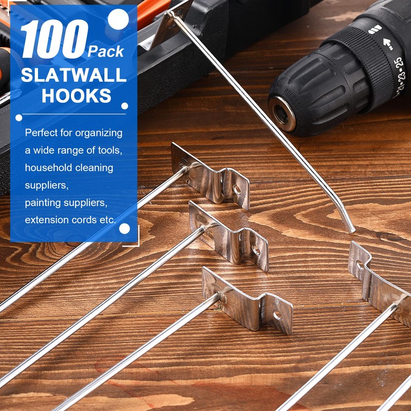 Moxweyeni 100 Pack Slatwall Hooks, 6 and 8 Inch Slatwall