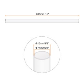 Rebower 12" Clear Plastic Rigid Pipe 7mm x 10mm(0.3" x 3/8") Acrylic Tube Round Polycarbonate Tubing, [for Plumbing, Hydraulics, Aquarium, DIY] - 2Pcs