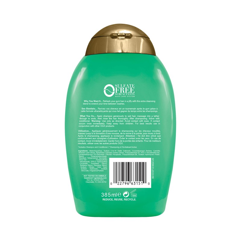 OGX Active Beauty Green Tea Fitness Shampoo, 385ml