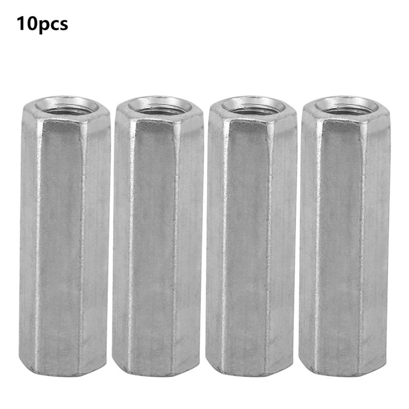Coupling Nut, Akozon M8 Long Rod Nut 10pcs Metric Hex
