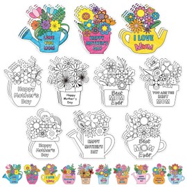 Mother's Day Coloring Craft Kit - 30Pcs Happy Mother’s Day Color Your Own Magnets for Kid Best Mom Ever Blank Flower DIY Coloring Magnets for Fridge Decor Classroom DIY Activity Party Favor