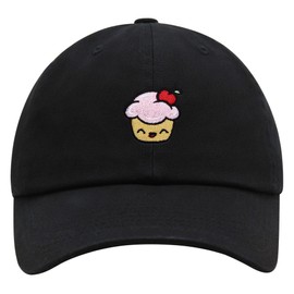JPAK Happy Cupcake Premium Dad Hat Embroidered Baseball Cap Muffin Sweet Black