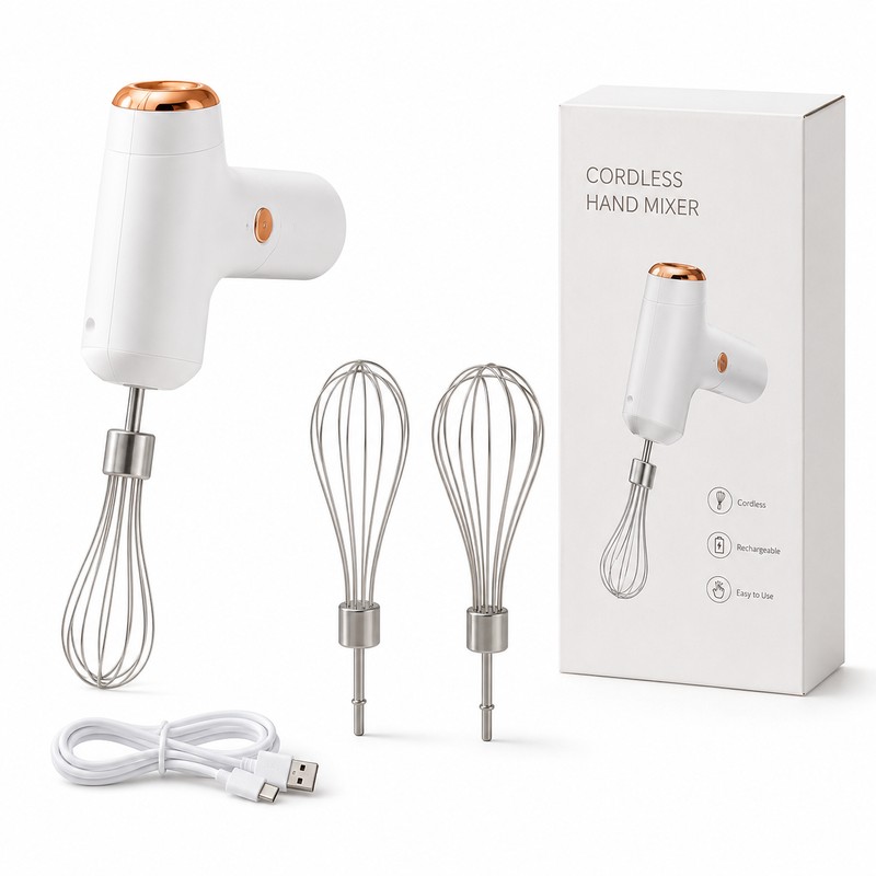 Cordless Hand Mixer for Kitchen Prep – Rechargeable Electric Whisk
