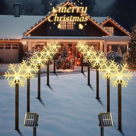 10 Pack Christmas Solar Pathway Lights, Snowflake Outdoor Decorations