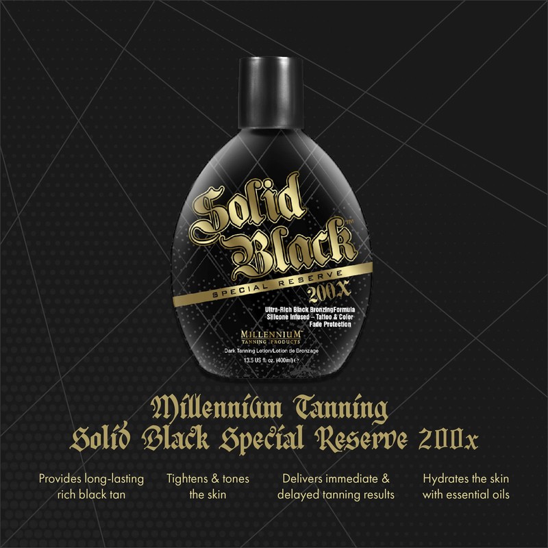 Millennium Tanning Solid Black Special Reserve 200X Tanning Lotion, 13.5