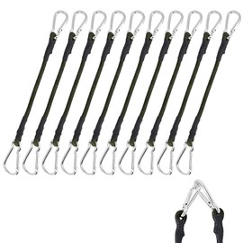 Pack of 10 Elastic Straps with Carabiner, 30 cm Expander with Carabiner Hook, Tie Down Straps with Hooks, Strong Luggage Tensioner, Rubber Tensioner with Hooks for Camping, Luggage, Travel, Hiking