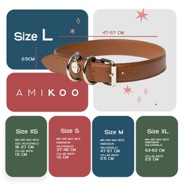 AMIKOO | Collar para Perro | Diseño Artesanal Mexicano | Hecho de Piel Vegana | Compra con Causa | Accesorios para Perros | Cruelty Free | Café | Talla L