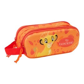 Safta EL Rey Leon 3D Pencil Case for Kids, Ideal for School Age, Comfortable and Versatile, Quality and Resilience, 21 x 6 x 8 cm, Orange, Estándar, Casual, orange, casual