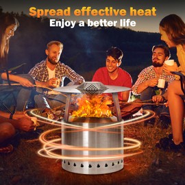 AGEDNE Fire Pit Heat Deflector for Solo Stove Yukon 27", 304 Stainless Steel Portable Heat Diffuser with Handle&Leg Accessory for Yukon Captures Redirects Warmth for Solo Stove Accessories.
