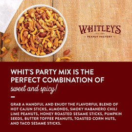 Whitley’s 'Whit's Party Mix' – Sweet & Spicy Snack Mix, Sesame Sticks, Corn Nuts, Cajun Sticks & Nuts (18 Ounce Tin)