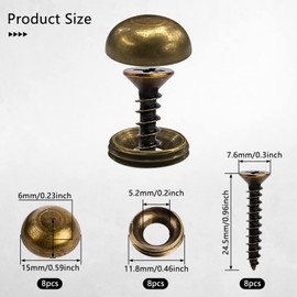 8Pcs Brass Decorative Screws with Caps, Mirror Screws with Decorative Caps Brass Screw for Furniture Fixing, Painting Fixing, Mirror Fixing