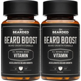 Live Bearded Beard Boost - Hair Growth Multivitamins with Biotin 10,000mcg, Vitamins C, E and Zinc - Thick, Strong, Full Grow Support - Made in The USA | 60-Day Supply