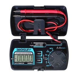 allsun Auto Ranging Pocket Tiny Digital Multimeter, Mini Electrical Travel Meter AC/DC Ohm Volt NCV Amp Capacitance Frequency Diode Continuity