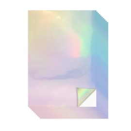 Evergreen Goods A4 Holographic Silver Printable Vinyl - Waterproof Glossy Paper for Inkjet & Laser Printer | Perfect for Cricut & Silhouette Cutters, Stunning Designs, 10 Sheets (Plain - No Pattern)