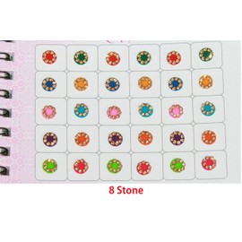 IS4A 120 Multicolored Bollywood Forehead Stickers Adhesive Body Jewelry 4 Page Book of Different Sized Tattoo Bindi Round Dot (Crystal Bindi Mix Size)