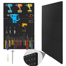 Hogurity Peg Board, 6 Pack 12"x12" Black Metal Pegboard Panels Pegboards Wall Organizer with Bent Frame Large Heavy Duty Peg Board for Walls Home, Garage Tool Storage, Workbench, Craft Room, Kitchen
