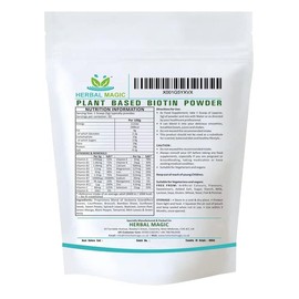Herbal Magic's Pure & Natural Blend - Biotin Powder (10,000 mcg in 1 Scoop) - UKAS LAB Tested in UK - Made from 14 x Fruits, Vegetables & Herbs - No fillers/Preservatives/Color/Maltodextrin- 100gms