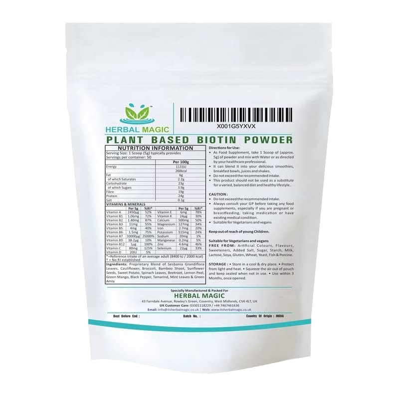 Herbal Magic's Pure & Natural Blend - Biotin Powder (10,000