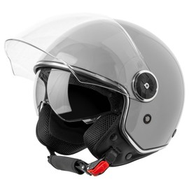 VINZ Tobia Jet Helmet with Double Visor, Scooter Helmet with Sun Visor, Sizes XS-XXL, ECE 22.06 Certified, Motorcycle Helmet with Visor, Many Colours Available, Grey