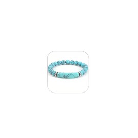 ALRNBY Elastic Gemstone Bracelet for Women & Men - Natural Rose Quartz, Tiger's Eye, Turquoise - Love Link Bracelet - Turquoise