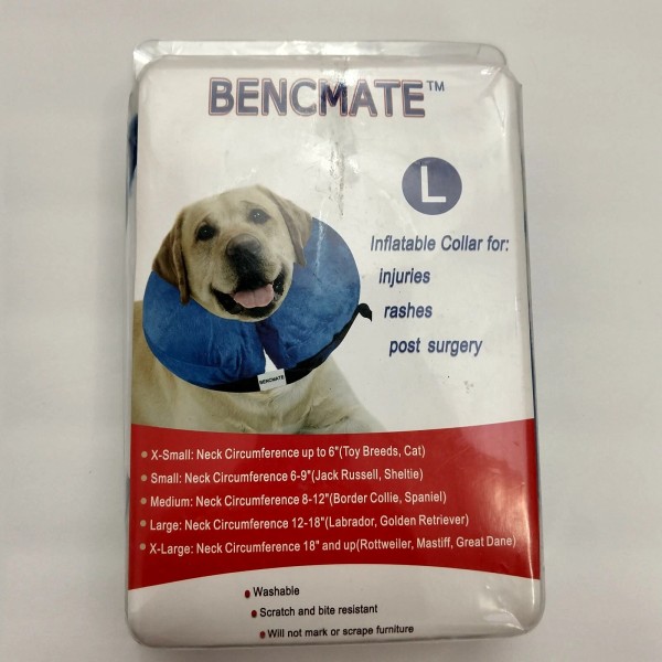 bencmate Inflatable Dog Collar Large Blue Bencmate washable Dog Cone