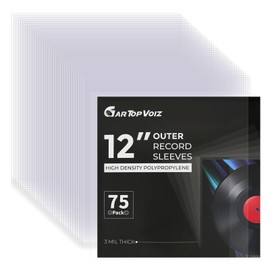 Gartopvoiz 75 Vinyl Record Outer Sleeves, Plastic Protective Album Covers 12.75"x12.75" for Double & Single LP Protection, 3 mil Thick Cystal Clear