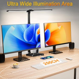 CHARYJOD Retractable Dimmable LED Desk Lamp with USB Charging Port, 50 Lighting Modes Dual Swing Arm Architect Adjustable Table Lamp Light Desk Lamp for Home Office Dorm Piano Nail, Black