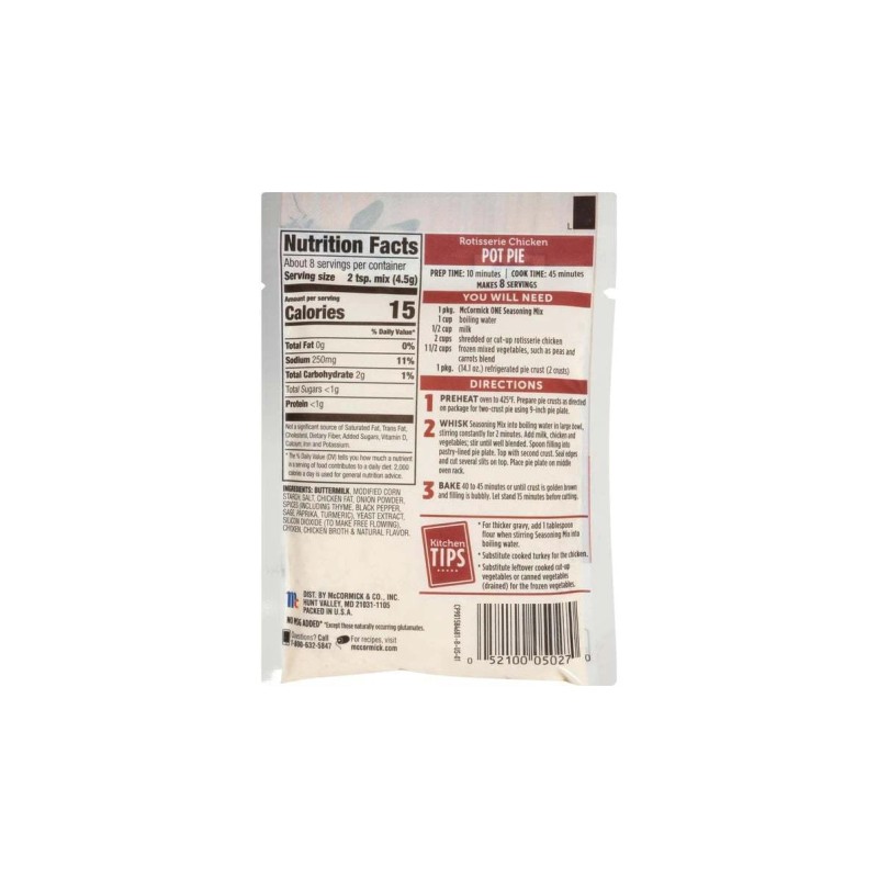 McCormick One Casserole Rotisserie Chicken Pot Pie Seasoning Mix, 1.25