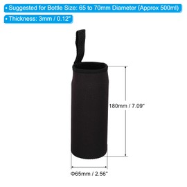 PATIKIL 65mmx180mm Water Bottle Sleeve, 4 Pack Neoprene Insulated Bottle Bag Holder Carrier Pouch with Finger Strap, Black