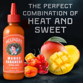 Melinda’s Mango Habanero Hot Sauce - Sweet & Mild Mango Habanero Sauce Made with Real Mango, Fresh Peppers, Vinegar, Carrot & Lime - 10oz Squeeze, 1 Pack