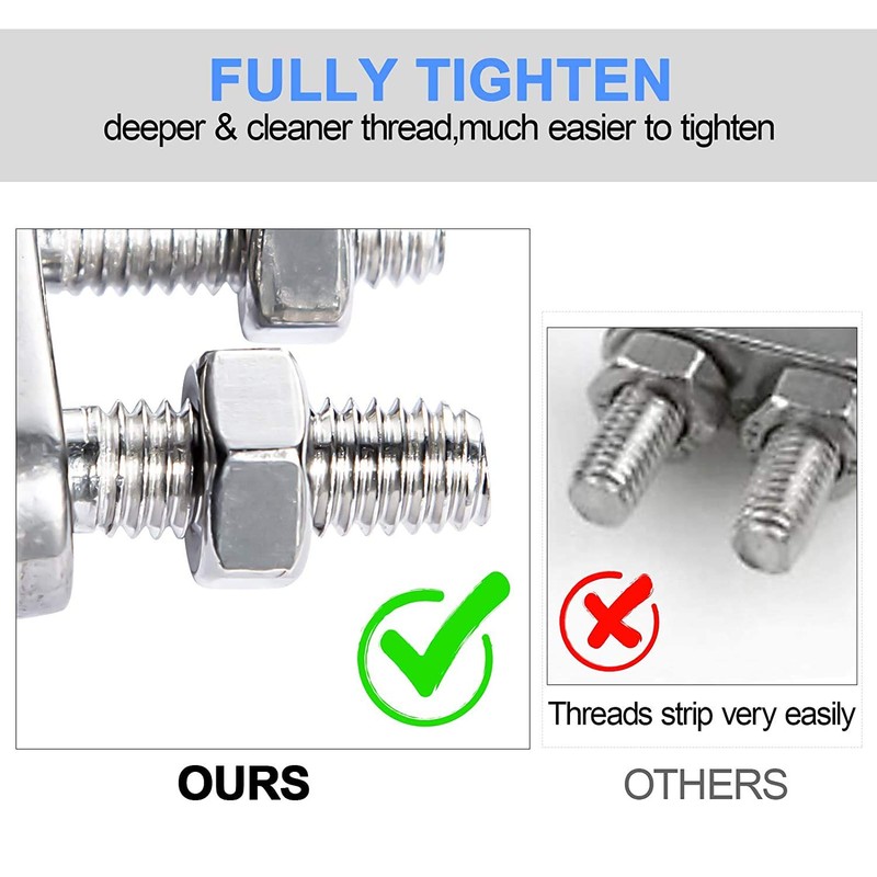 TERF TERF? 8 Pcs Wire Rope Cable Clip Clamps M8