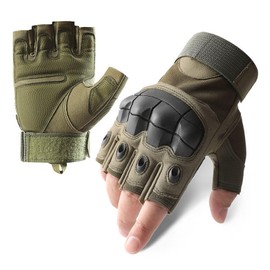 ZVCXOE Tactical Gloves, Half Finger, Airsoft Gloves, Military Fingerless Gloves, Airsoft Equipment, Anti-Slip, Durable, Adjustable Wrist, For Bicycles, Motorcycles, Outdoors, Army Green, armygre