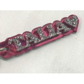 MIRROR MANIA Custom Laser Cut Key Chain With Any Name Made Name Plate Custom Name Shape Key Chain Heart Design Laser Cut Diamond Look KeyChain, Luggage Bag Tag Key Ring Custom Design
