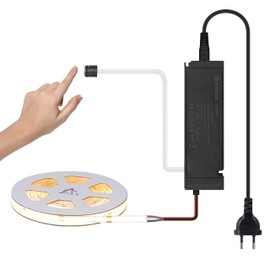 lichtvoll COB LED Strip 5 m 480 LEDs/m 3000 K LED Strip 5 m Warm with Touch Dimmer Switching and 60 W Power Supply Under-Unit Light LED Strip for Acoustic Panels Light Strip Kitchen