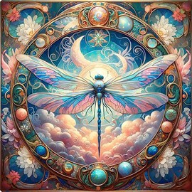 Dragonfly Pattern DIY Diamond Arts Colorful Painting Kit without Frame, DIY 5D Diamond Arts Colorful Painting Kit, Wall Art Decor for Home Living Room Bedroom:_Round 30x30cm_Dragonfly