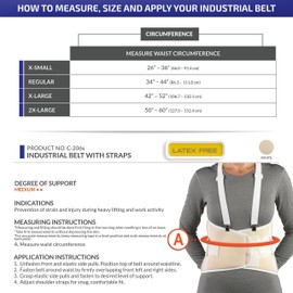 CHAMPION Industrial Belt Elastic Back Brace, Abdominal Support, Shoulder Straps, White, X-Large