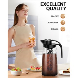 YURICK Cold Brew Coffee Maker, 70 oz (2100 ml) BPA Free Tritan Pitcher, Iced Coffee Maker and Tea Brewer, 100% Leak-Proof, Easy to Clean Reusable Mesh Filter, Black