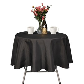 Trimming Shop Black Table Cloth - 90 Inch Polyester Round Tablecloth, Washable, Wrinkle Resistant Table Cover for Dining, Buffet Parties, Picnic, Wedding, Banquet, Birthday Party, Pack of 1