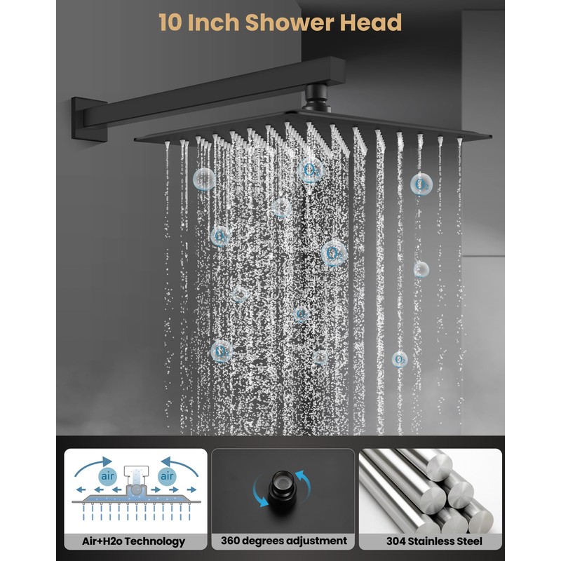 Airuida Shower Faucet Set with Female Thread Rough-in Valve, Rainfall