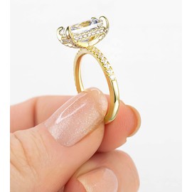 Titaniumcentral Engagement Ring Women's Gold Silver Rings with Cubic Zirconia 4CT Radiant Cut Wedding Rings Promise Ring for Women, Zirconia, Cubic Zirconia